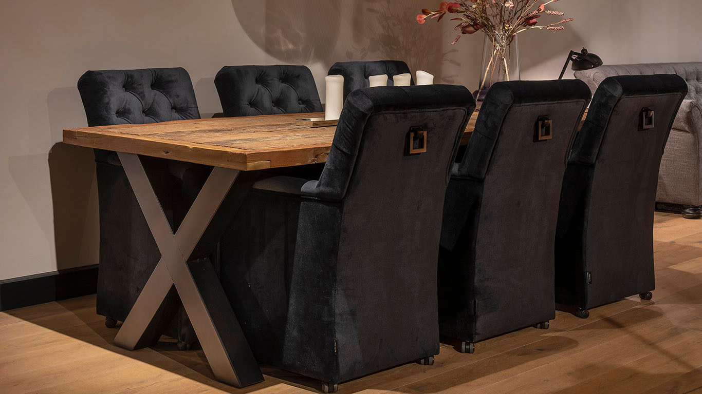 UrbanSofa Toulouse Eetstoel Napels Black Burlington Eettafel X Poot Large Zwart Website