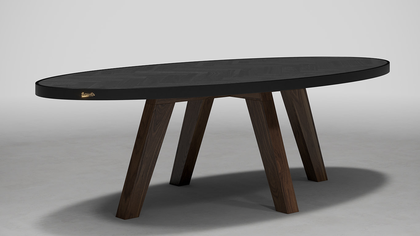 Bruuts Herringbone Ovaal Zwart Wooden Spider Leg Rustiek Hout Stijl 1
