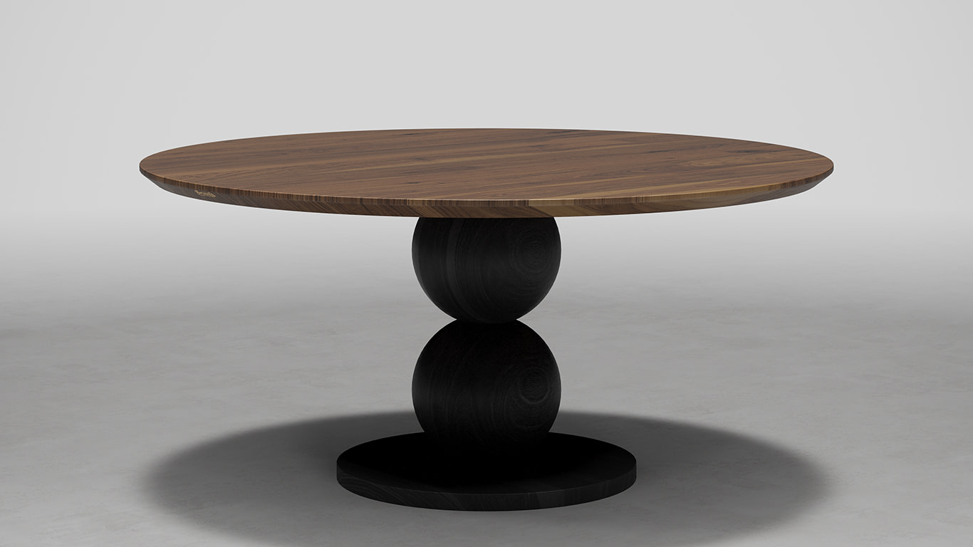 Bruuts Lara Rond Rustiek Bolpoot Twin Zwart Hout Stijl 1