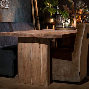 UrbanSofa Nice eetkamerfauteuil Catania Golden Sun Eetkamerbank Micro Suede Deep Ocean Rocco Houten Kolompoot Website