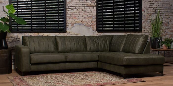 UrbanSofa Ryan Hoekbank Arizona Leder Army Liggend 2 e1638261172888