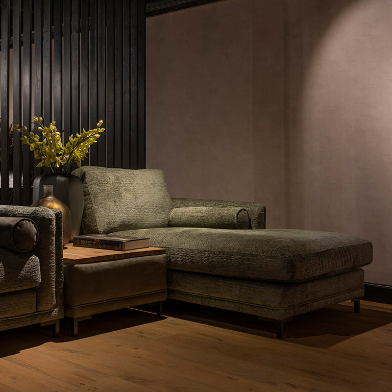 UrbanSofa Quinn Casia Loungebank Kensington Thyme Vierkant